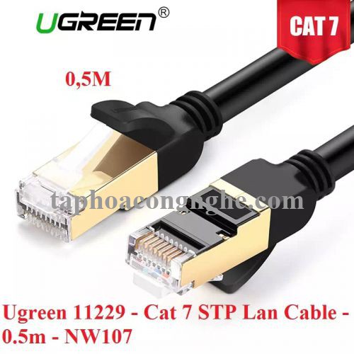 Ugreen 11229 0.5M màu Đen Cáp mạng LAN CAT7 STP chống nhiễu NW107 30011229